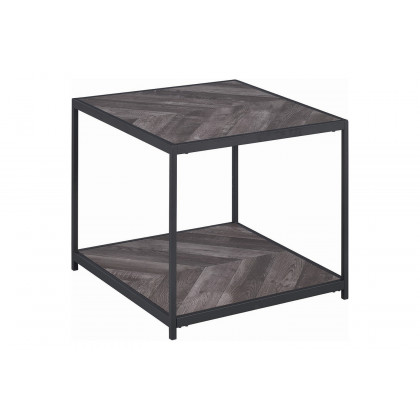 Coaster - Beckley Chevron End Table in Rustic Gray Herringbone