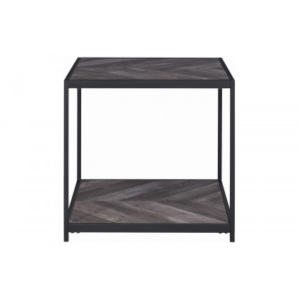 Coaster - Beckley Chevron End Table in Rustic Gray Herringbone