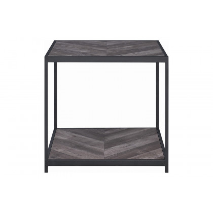 Coaster - Beckley Chevron End Table in Rustic Gray Herringbone