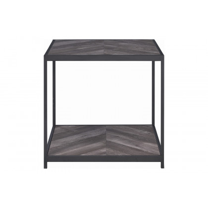 Coaster - Beckley Chevron End Table in Rustic Gray Herringbone