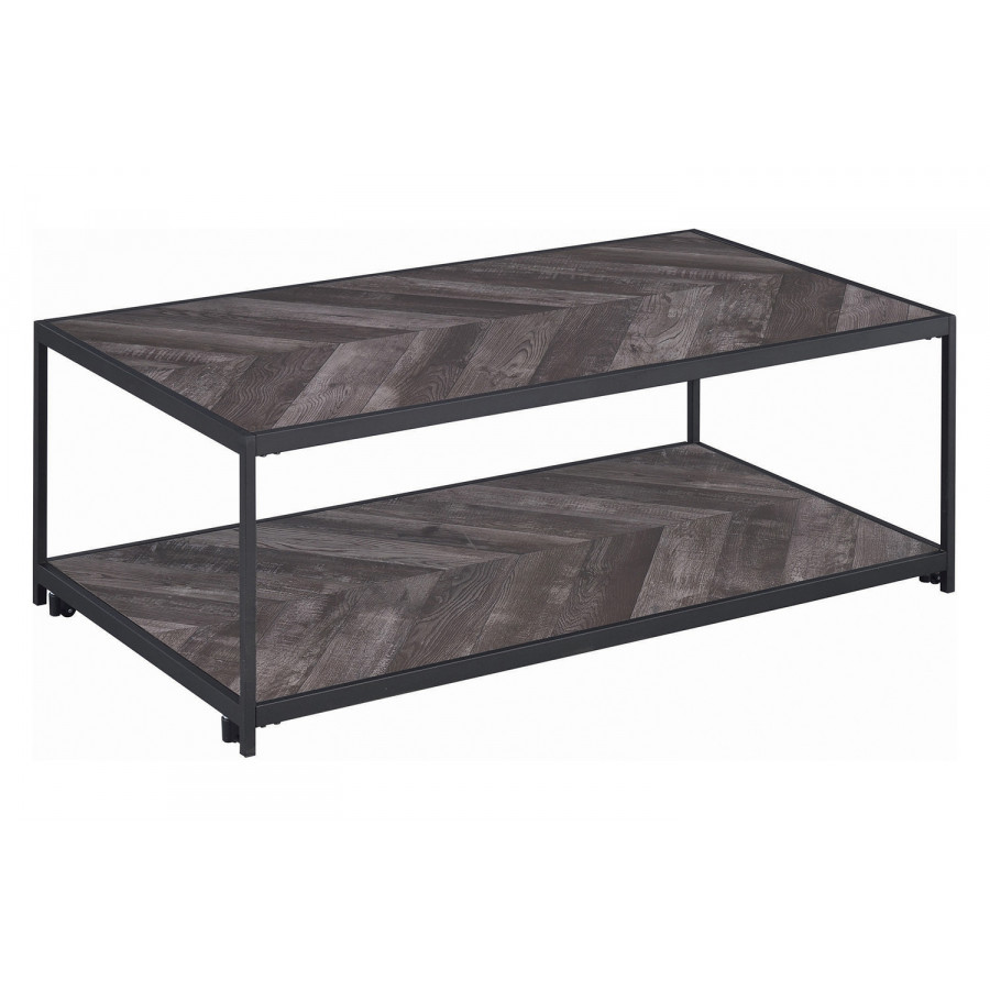 Coaster - Beckley Chevron Coffee Table in Rustic Gray Herringbone