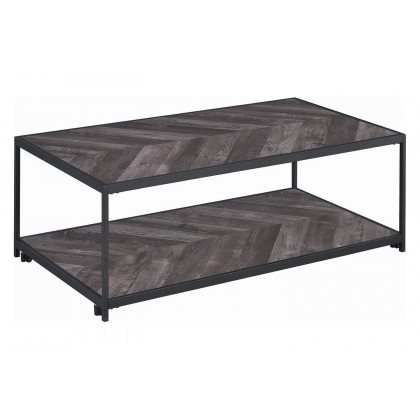 Coaster - Beckley Chevron Coffee Table in Rustic Gray Herringbone