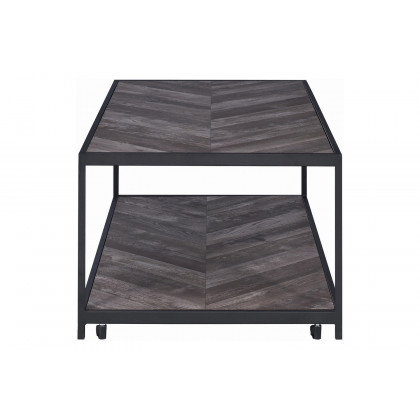 Coaster - Beckley Chevron Coffee Table in Rustic Gray Herringbone