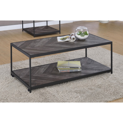 Coaster - Beckley Chevron Coffee Table in Rustic Gray Herringbone