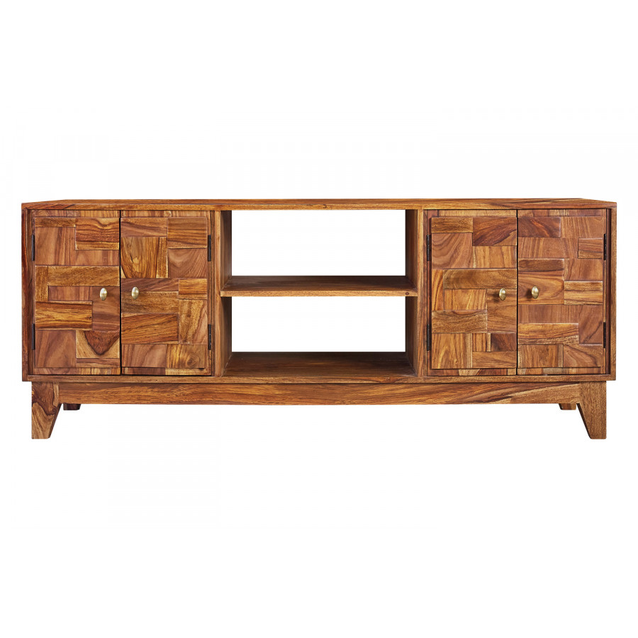 Coaster - 4-Door TV Console in Natural Sheesham