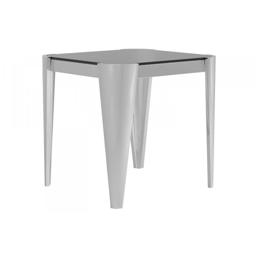 Coaster - Square Glass Top End Table in Silver/Gray