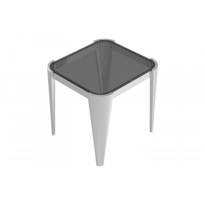 Coaster - Square Glass Top End Table in Silver/Gray