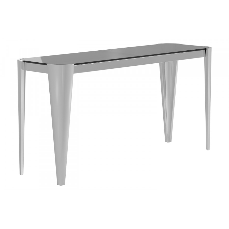 Coaster - Rectangle Glass Top Sofa Table in Silver/Gray