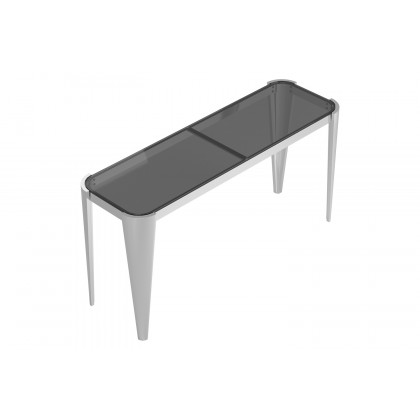 Coaster - Rectangle Glass Top Sofa Table in Silver/Gray