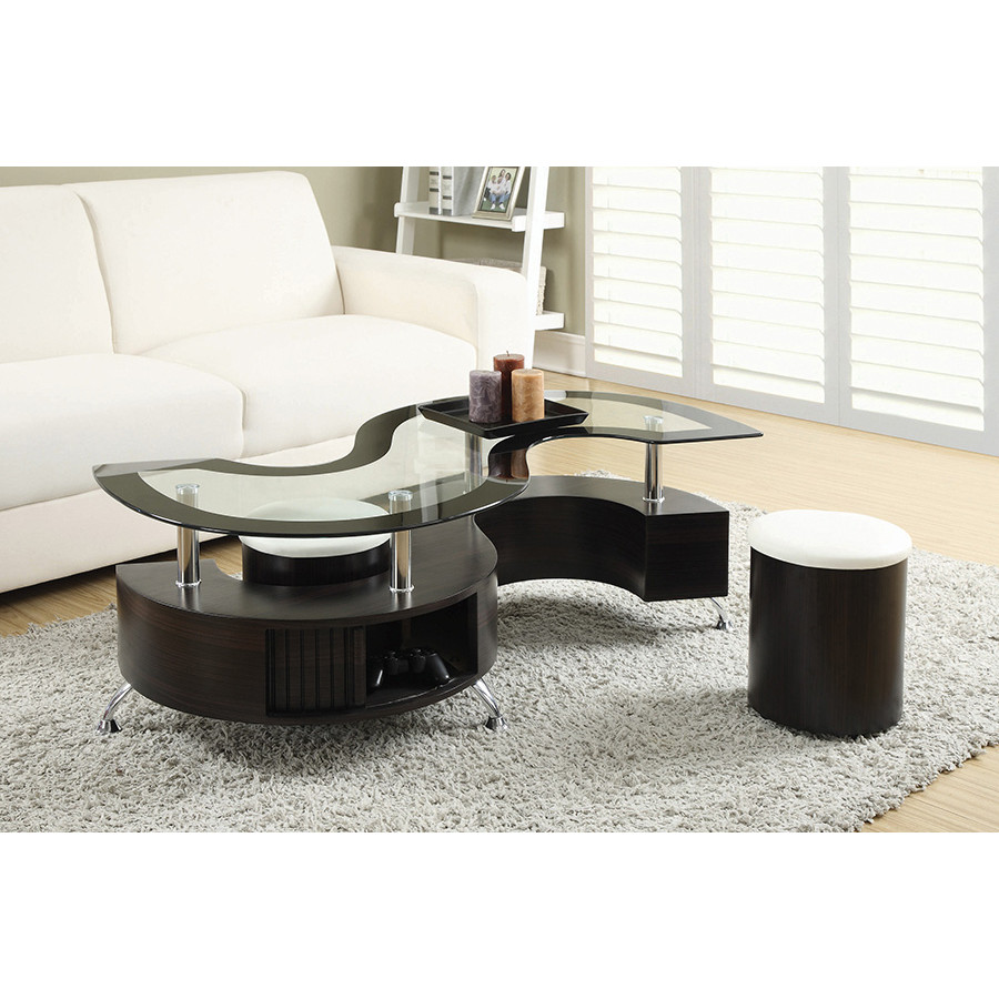 Coaster - 3-Piece Coffee Table And Stools Set in Cappuccino