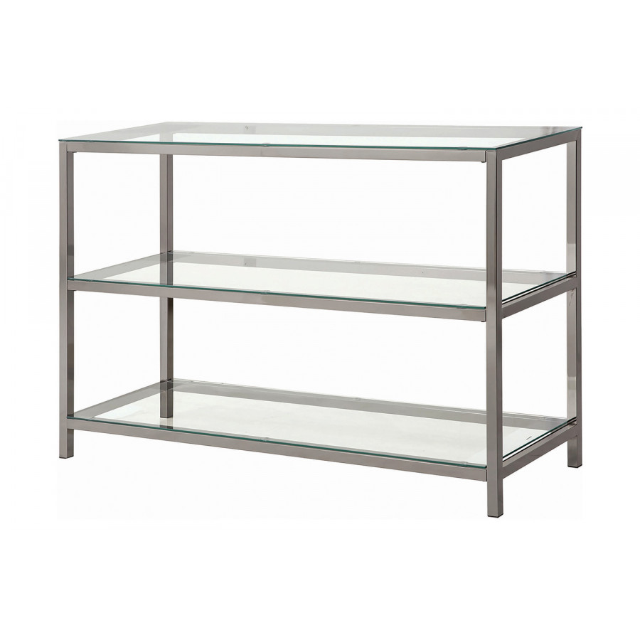 Coaster - Ontario Sofa Table With Glass Shelf in Black Nickel