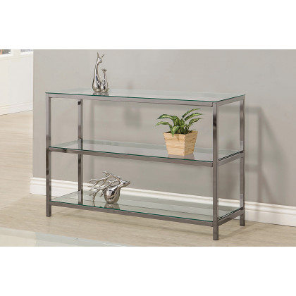 Coaster - Ontario Sofa Table With Glass Shelf in Black Nickel