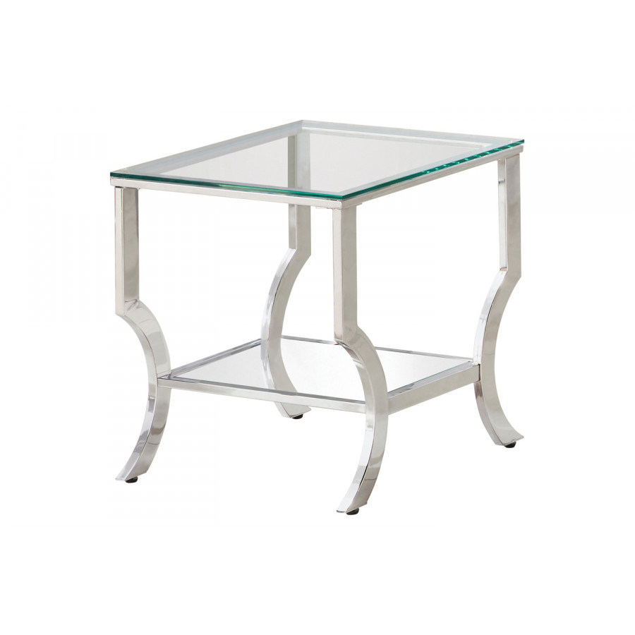 Coaster - Square End Table With Mirrored Shelf in Chrome