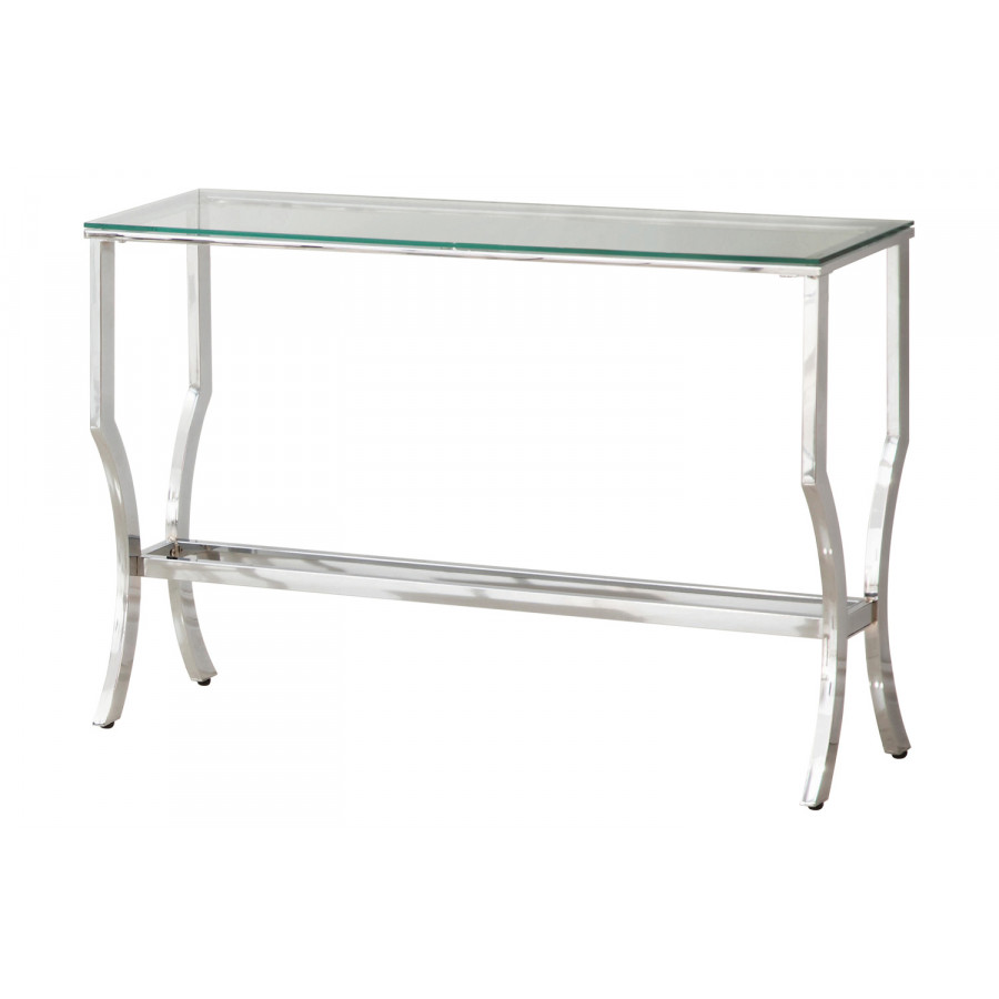 Coaster - Rectangular Sofa Table With Mirrored Shelf in Chrome