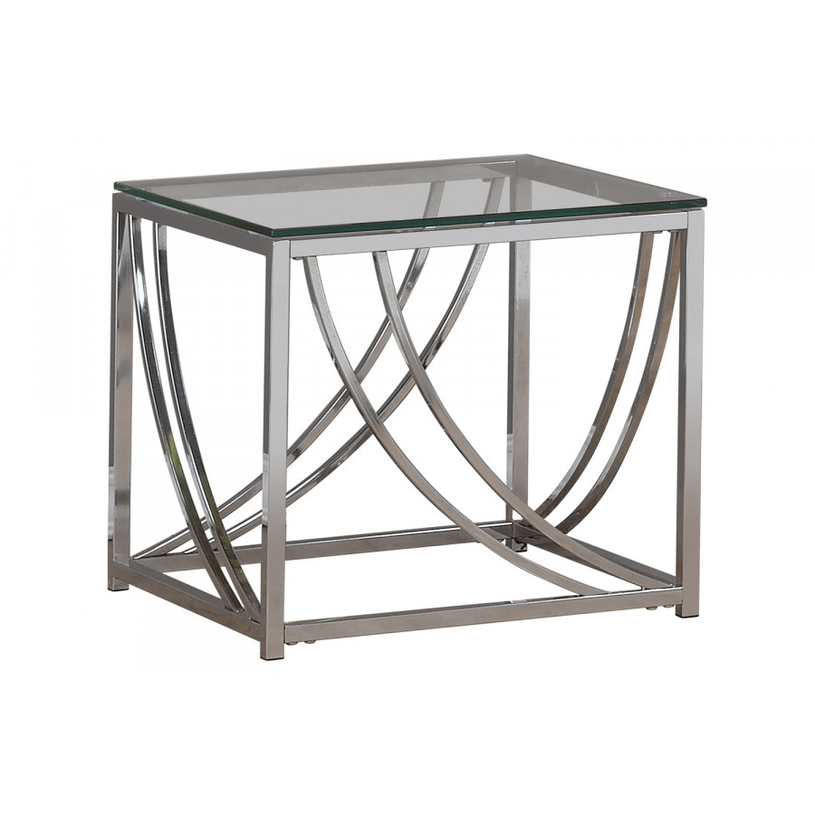 Coaster - Glass Top Square End Table Accents in Chrome