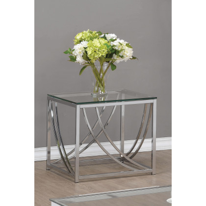 Coaster - Glass Top Square End Table Accents in Chrome
