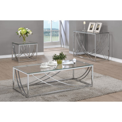 Coaster - Glass Top Square End Table Accents in Chrome
