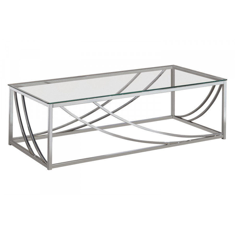 Coaster - Glass Top Rectangular Coffee Table Accents in Chrome