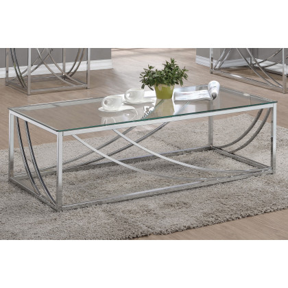 Coaster - Glass Top Rectangular Coffee Table Accents in Chrome