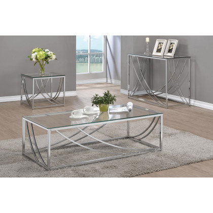 Coaster - Glass Top Rectangular Coffee Table Accents in Chrome