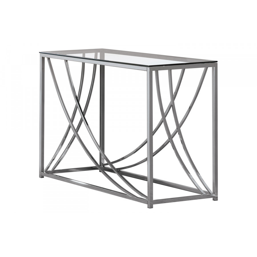 Coaster - Glass Top Rectangular Sofa Table Accents in Chrome