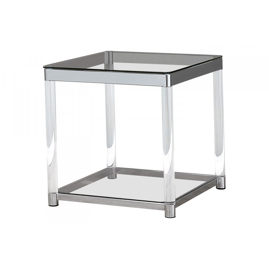 Coaster - Claude End Table With Lower Shelf in Chrome/Clear