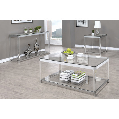 Coaster - Claude End Table With Lower Shelf in Chrome/Clear