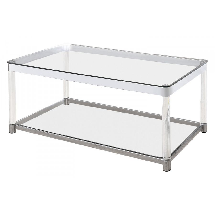 Coaster - Claude Coffee Table With Lower Shelf in Chrome/Clear
