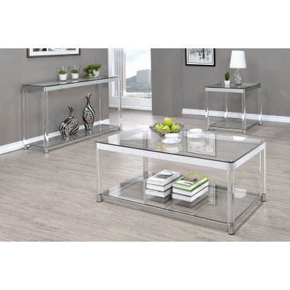 Coaster - Claude Coffee Table With Lower Shelf in Chrome/Clear