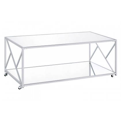 Coaster - 3-Piece Occasional Table Set in Clear Mirror/Chrome