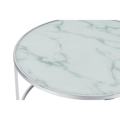 Coaster - 2-Piece Round Nesting Table in White/Chrome