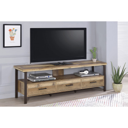Coaster 71" 3-Drawer TV Console - Weathered Pine