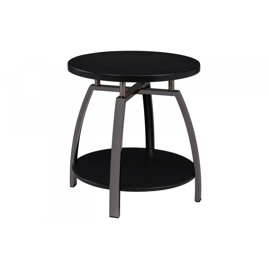 Coaster - Round End Table Dark in Dark Gray/Black Nickel