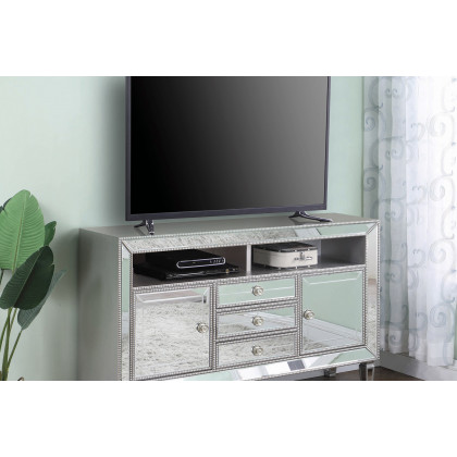 Coaster - 3-Drawer TV Console in Metallic Platinum