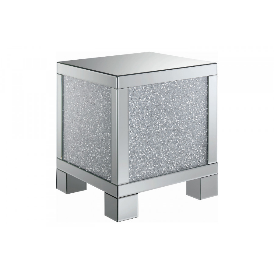 Coaster - Layton Square End Table in Silver/Clear Mirror