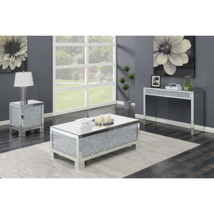 Coaster - Layton Rectangular Sofa Table in Silver/Clear Mirror