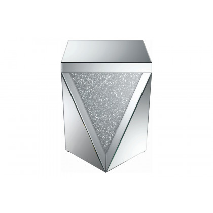 Coaster - Square End Table With Triangle Detailing in Silver/Clear Mirror