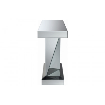 Coaster - Rectangular Sofa Table With Triangle Detailing in Silver/Clear Mirror