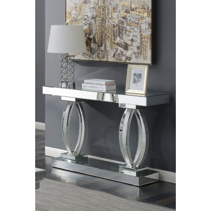 Coaster - Rectangular Sofa Table With Shelf in Clear Mirror