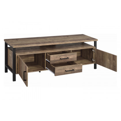 Coaster 59" 2-Drawer Rectangular TV Console - Rustic Oak