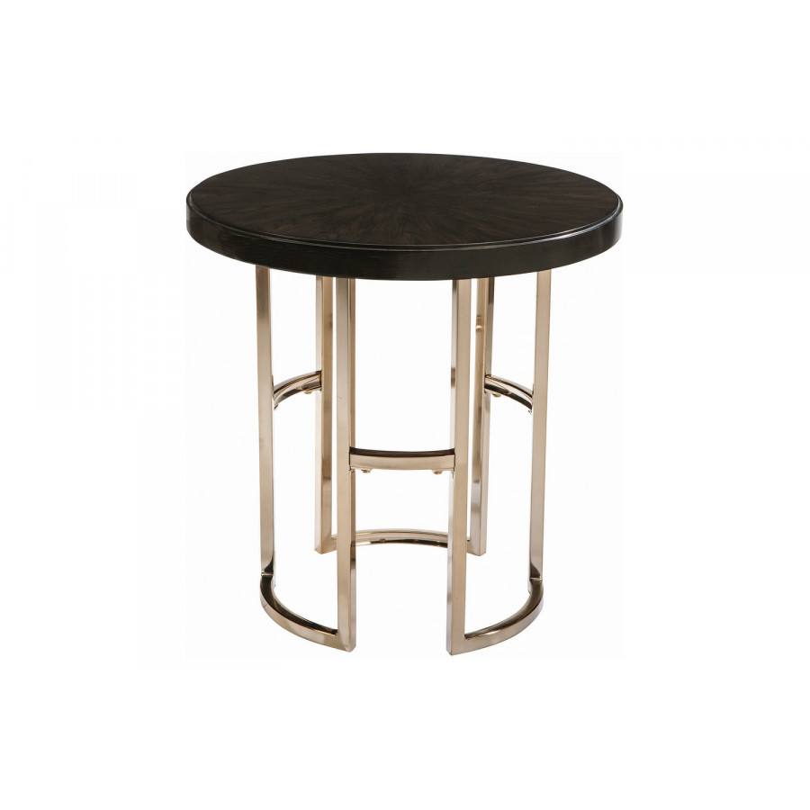 Coaster - Corliss Round End Table in Americano/Rose Brass