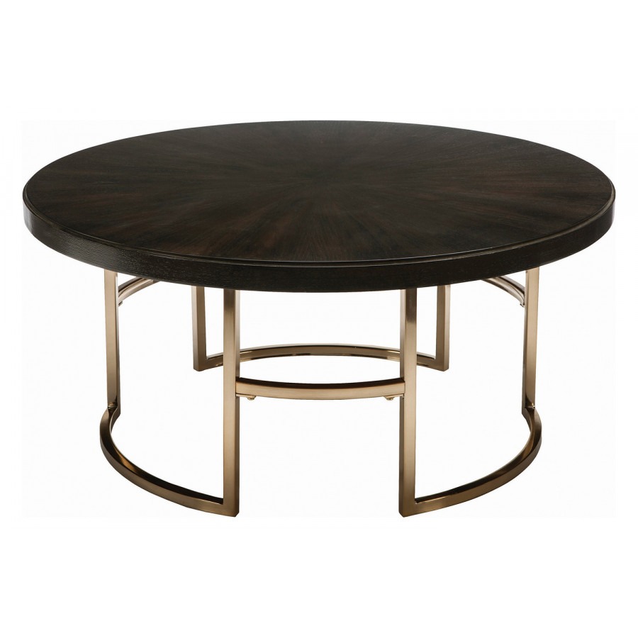 Coaster - Corliss Round Coffee Table in Americano/Rose Brass
