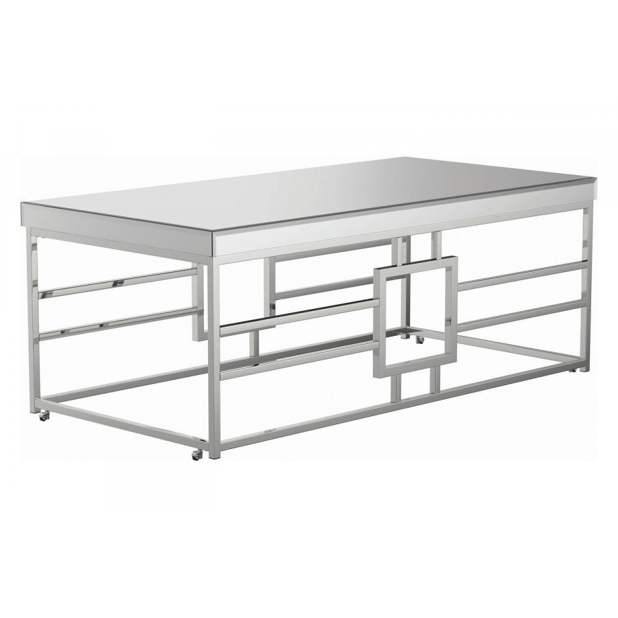 Coaster - Geometric Frame Rectangular Coffee Table in Chrome