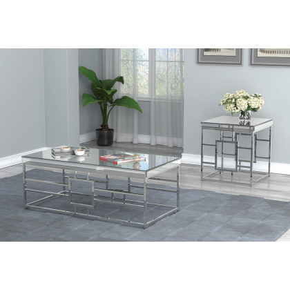 Coaster - Geometric Frame Rectangular Coffee Table in Chrome