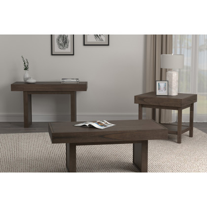 Coaster - Rectangle Sofa Table With Hidden Storage in Wheat Brown