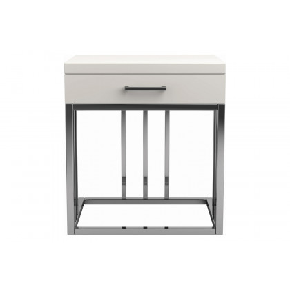 Coaster - 1-Drawer Rectangular End Table in Glossy White/Chrome