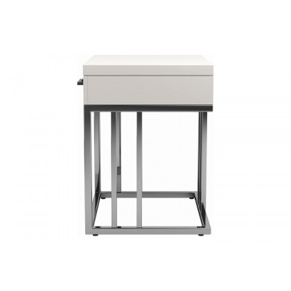 Coaster - 1-Drawer Rectangular End Table in Glossy White/Chrome