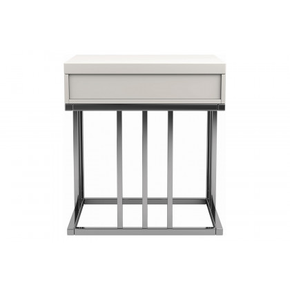 Coaster - 1-Drawer Rectangular End Table in Glossy White/Chrome