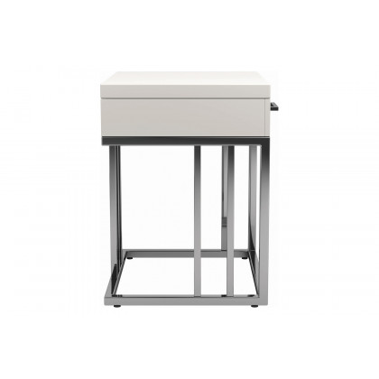 Coaster - 1-Drawer Rectangular End Table in Glossy White/Chrome
