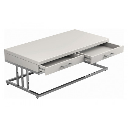 Coaster - 2-Drawer Rectangular Coffee Table in Glossy White/Chrome